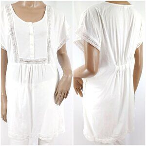J CREW Dress Mini XS White Cotton & Lace Tunic